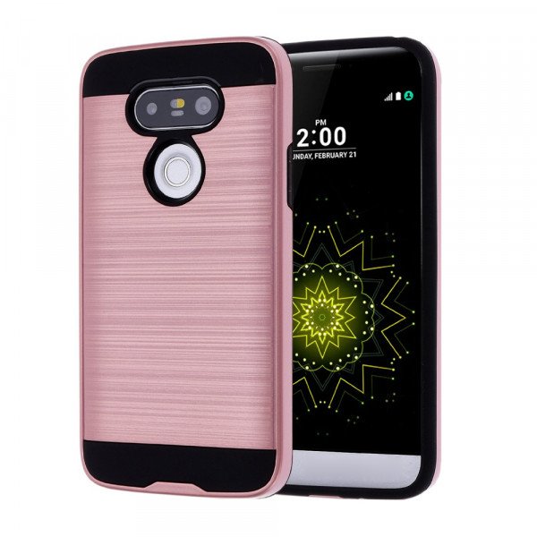 Wholesale LG G5 Iron Shield Hybrid Case (Rose Gold)